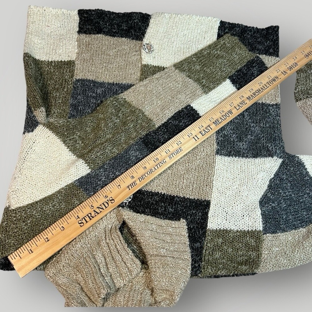 Cardigan Sweater Womens M Button Patchwork Comfy Classic Neutral Vtg Soft Preppy - Picture 8 of 10
